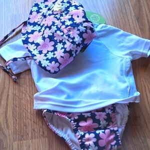 NWT Baby Girl Swim, 3 Piece Set.  Sz 6 Mos